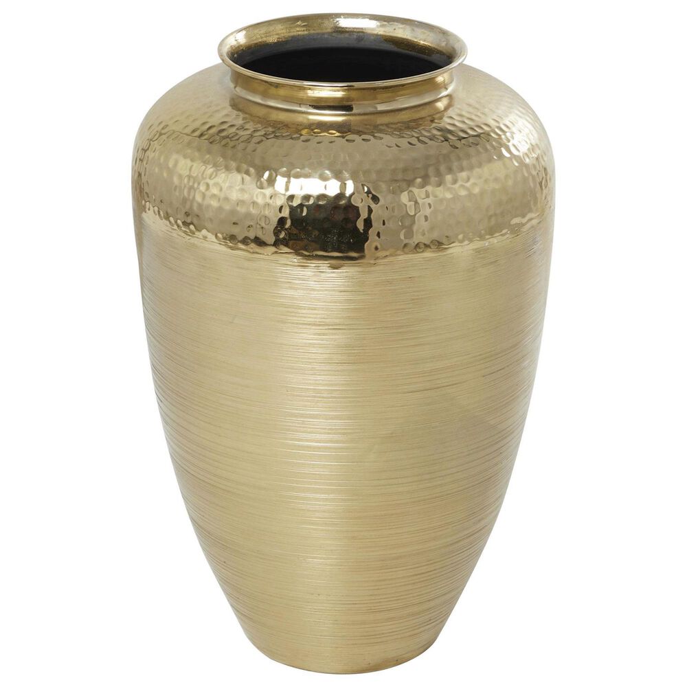 Maple and Jade 18&quot; Decorative Vase with Hammered Top in Brushed Gold, , large