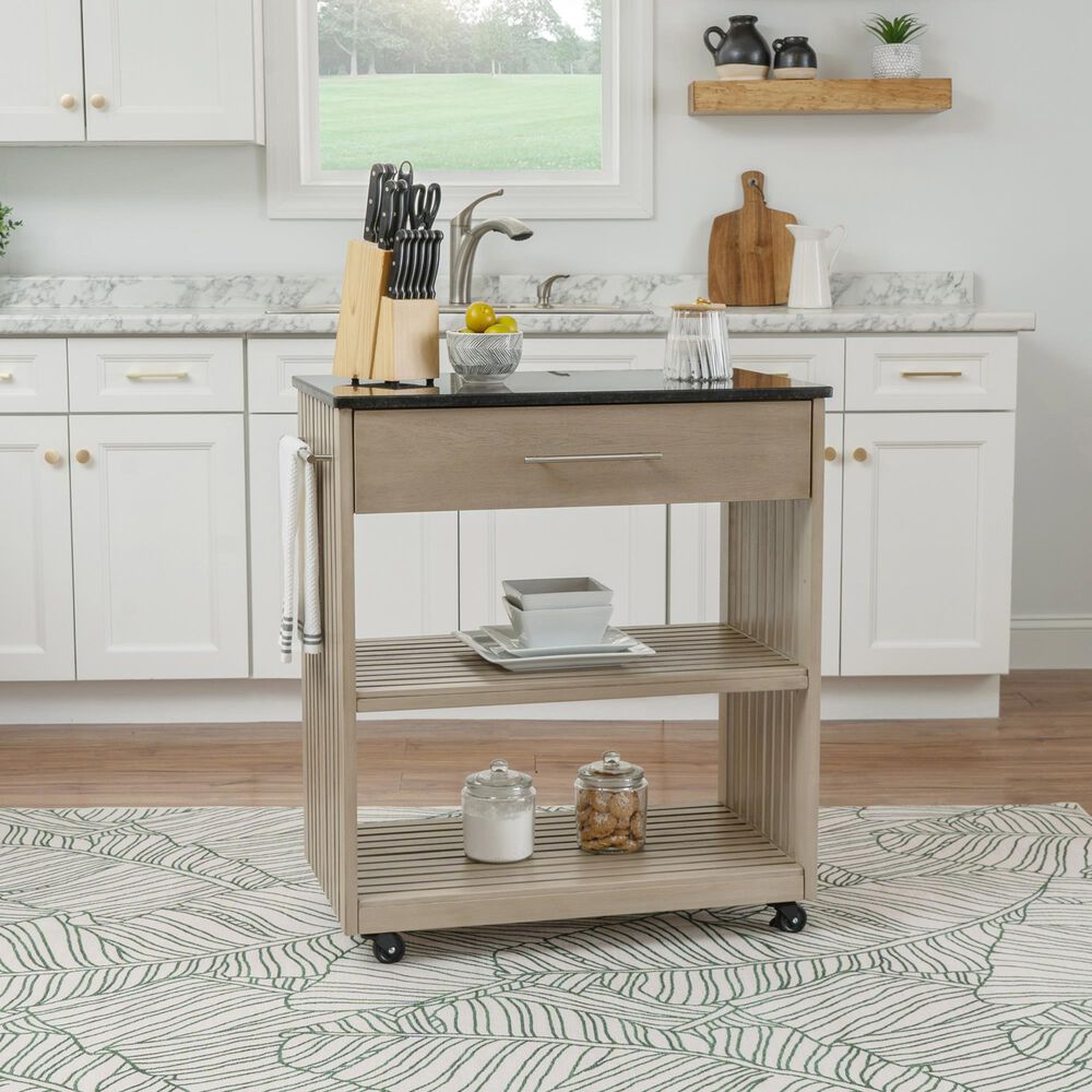Linden Boulevard Giovanna Kitchen Cart in Grey and Black, , large