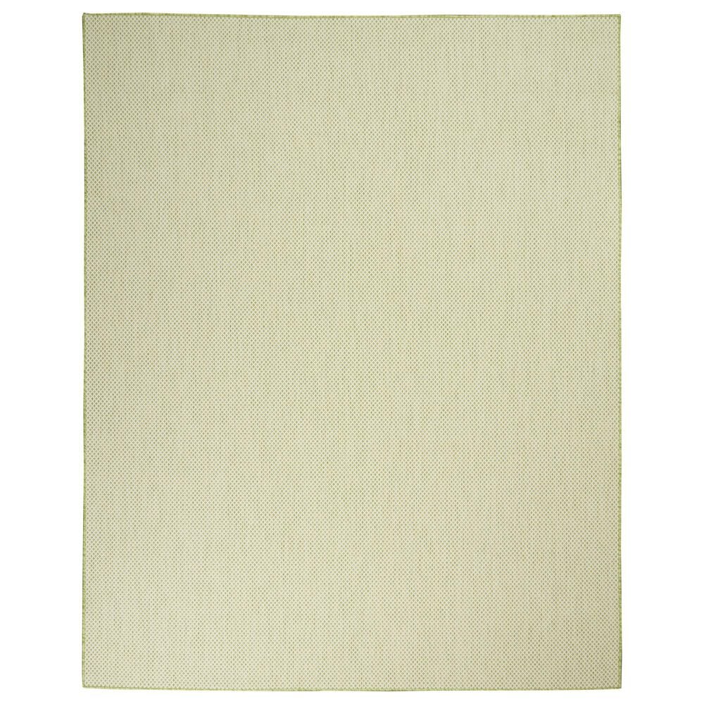 Nourison Courtyard Ivory and Green 8" x 10" Indoor/Outdoor Area Rug, , large