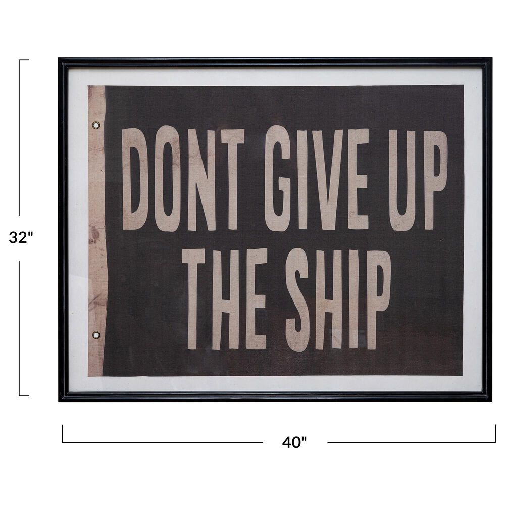 Creative Coop Shoreline 32" x 40" Vintage Flag Wall Art in Black and White, , large