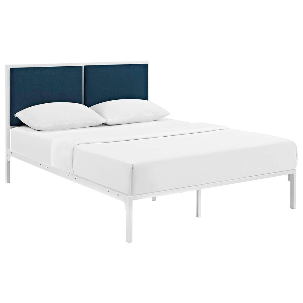 Modway Della Gray Fabric King Platform Bed in White, , large