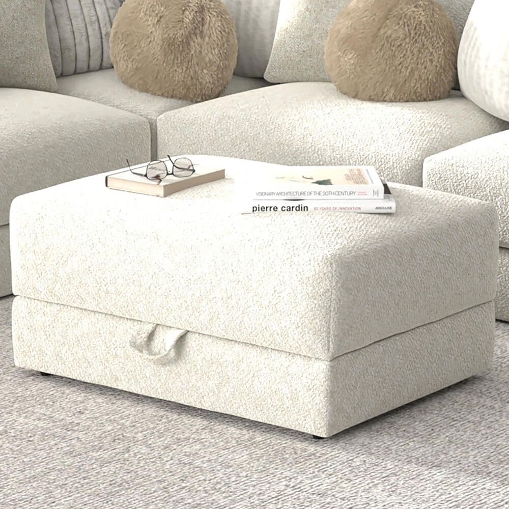 Hartsfield Jazzy Storage Ottoman in Bone, , large