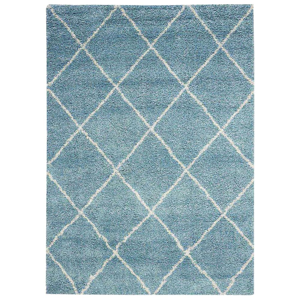 Nourison Brisbane BRI03 5" x 7" Aqua Area Rug, , large
