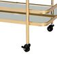 Baxton Studio Destin 2-Tier Mobile Wine Bar Cart in Brushed Gold and Clear, , large
