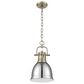 Golden Lighting Duncan 1-Light Small Pendant with Chain and Chrome Shade in Aged Brass, , large