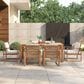 HOMLUX 7-Piece Patio Dining Set with 69" Rectangular Light Teak Table and Umbrella Hole in Beige, , large