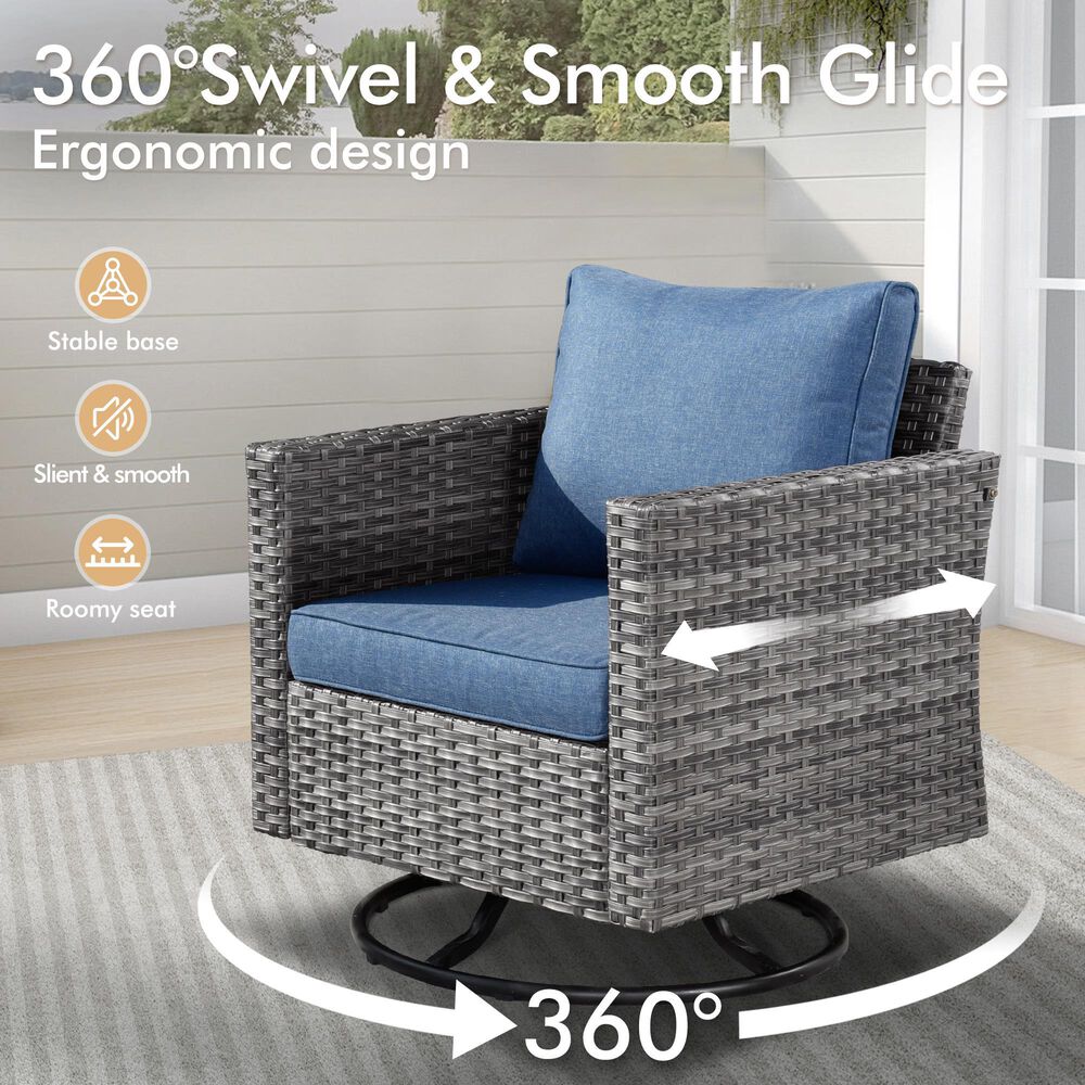 HOMLUX 10-Piece Patio Seating Bundle in Denim Blue, , large