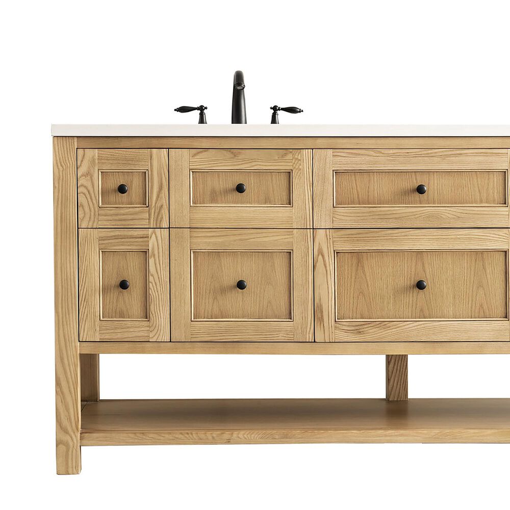 James Martin Vanities Breckenridge 72&quot; Double Bathroom Vanity in Light Natural Oak with 3 cm White Zeus Quartz Top and Rectangular Sinks, , large