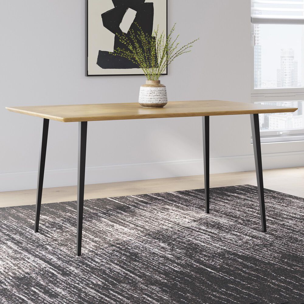 Ashley Gretlynn Rectangular Dining Table in Light Natural and Matte Black - Table Only, , large