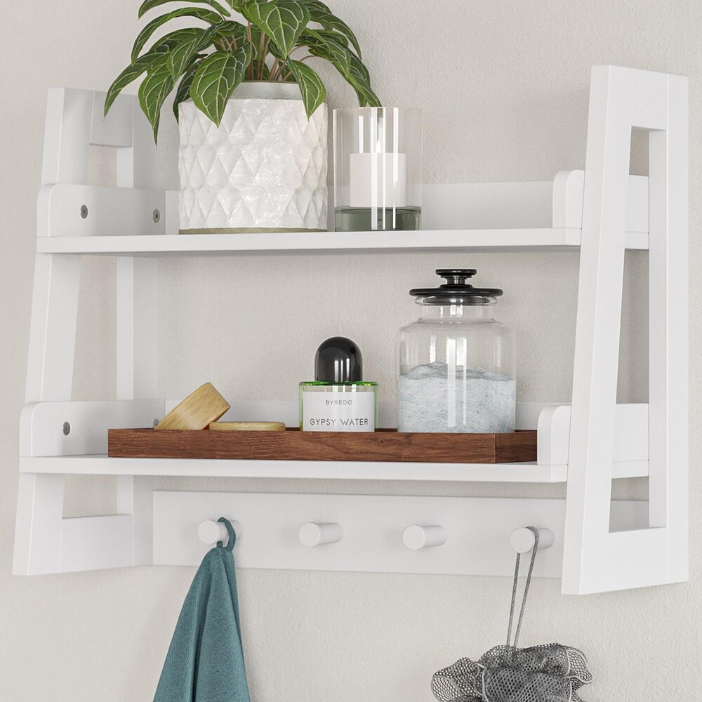 RiverRidge Home Amery 2-Tier Ladder Wall Shelf in White, , large
