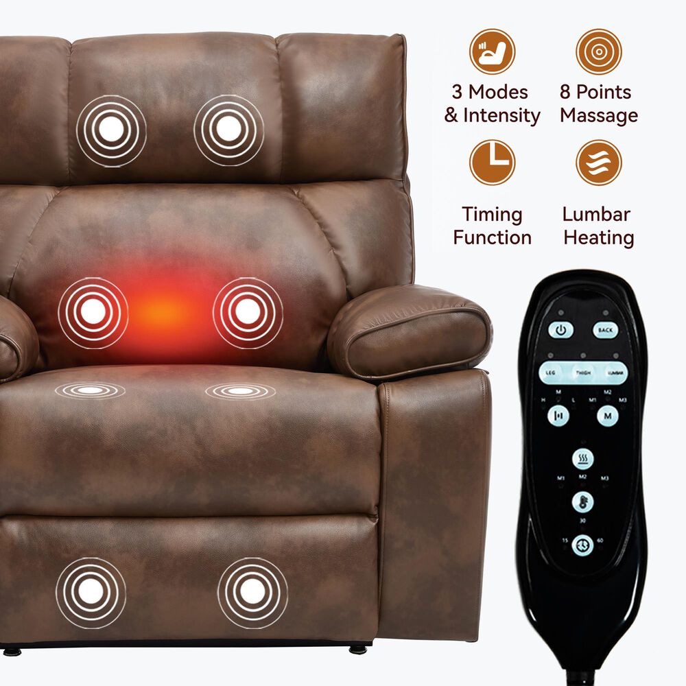 Hearth and Haven Large Power Lift Recliner in Brown, , large