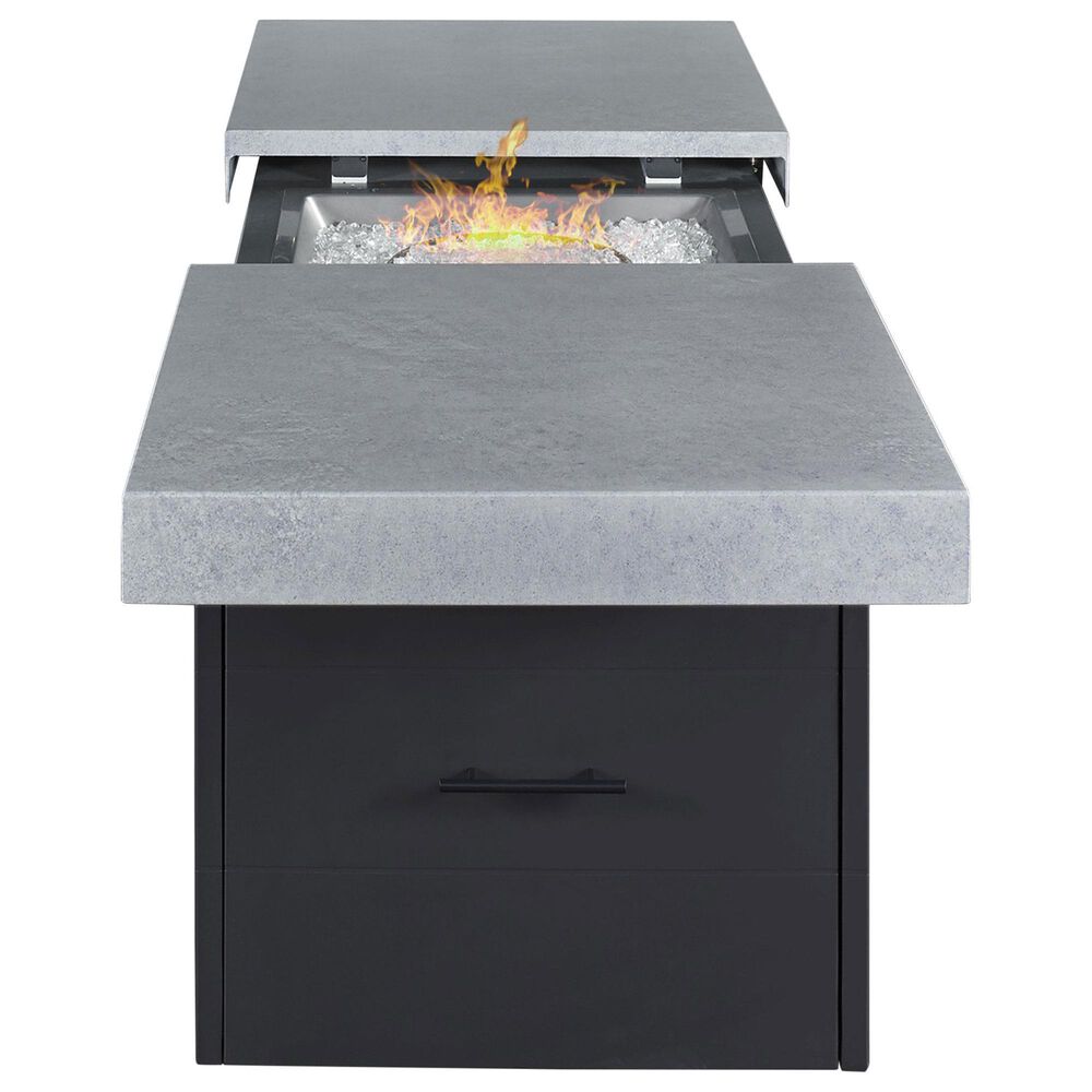 Plank and Hide Rectangular Functional Fire Pit in Black and Concrete, , large
