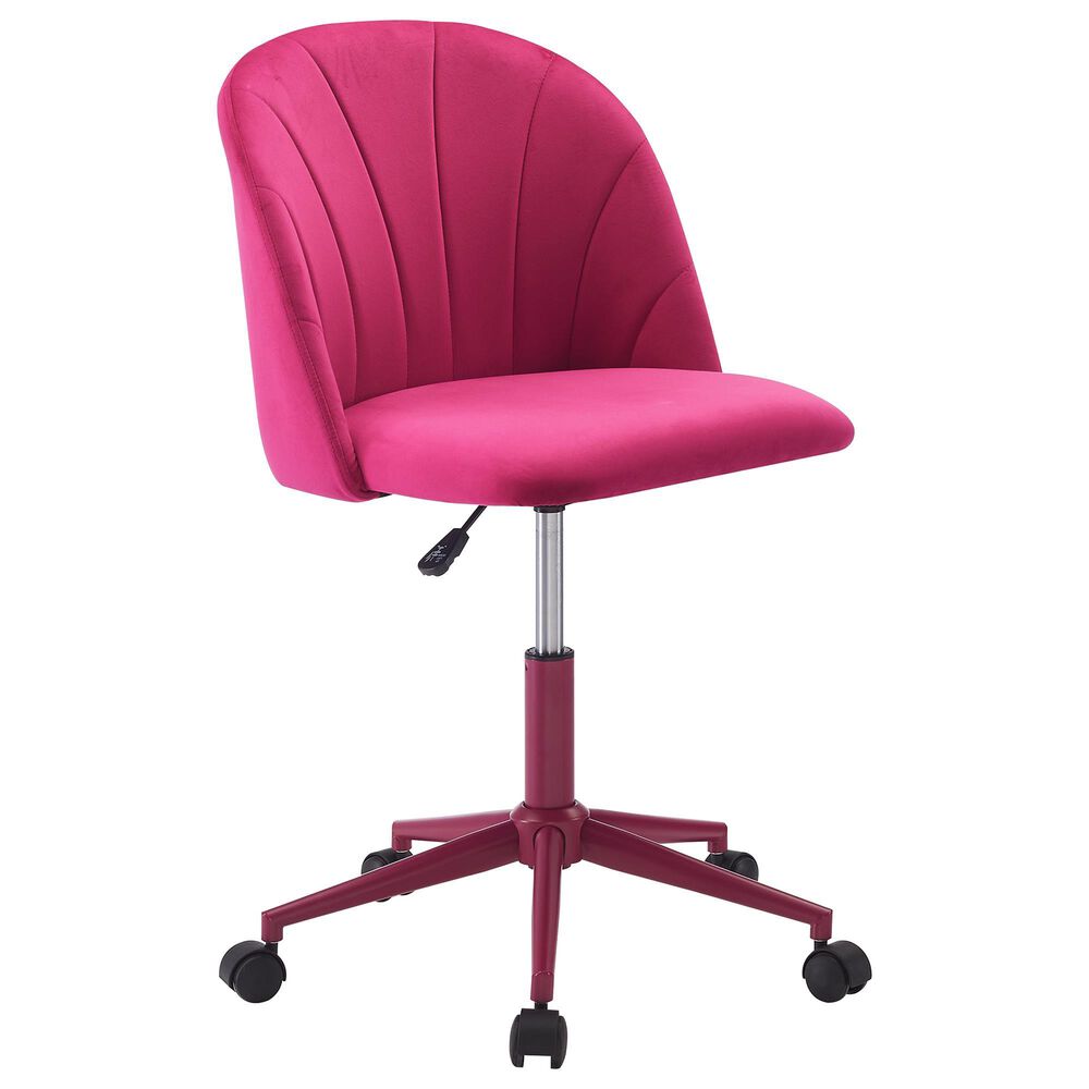 Linon Home Decor Adalynn Swivel Desk Chair with Hot Pink Cushion in Pink, , large