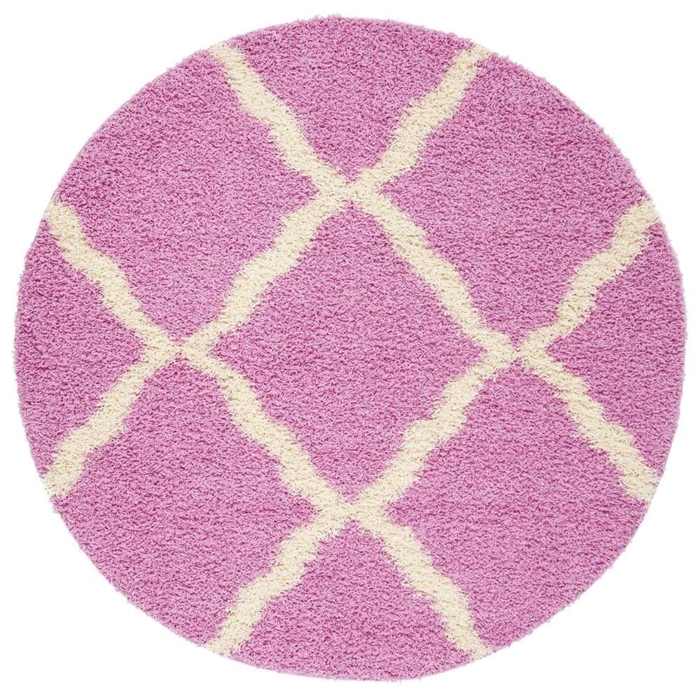 Safavieh Dallas Shag SGD257I-6R 6" x 6" Pink/Ivory Round Rug, , large