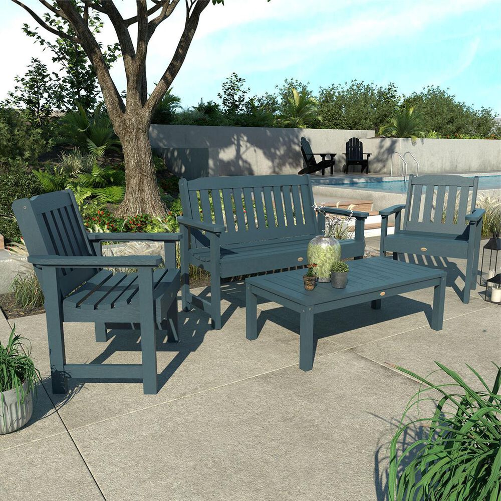 Highwood USA Lehigh 4-Piece Garden Conversation Set in Nantucket Blue, , large