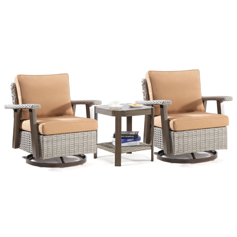 Sunwell Garden 3-Piece Patio Chat Set in Tan, , large
