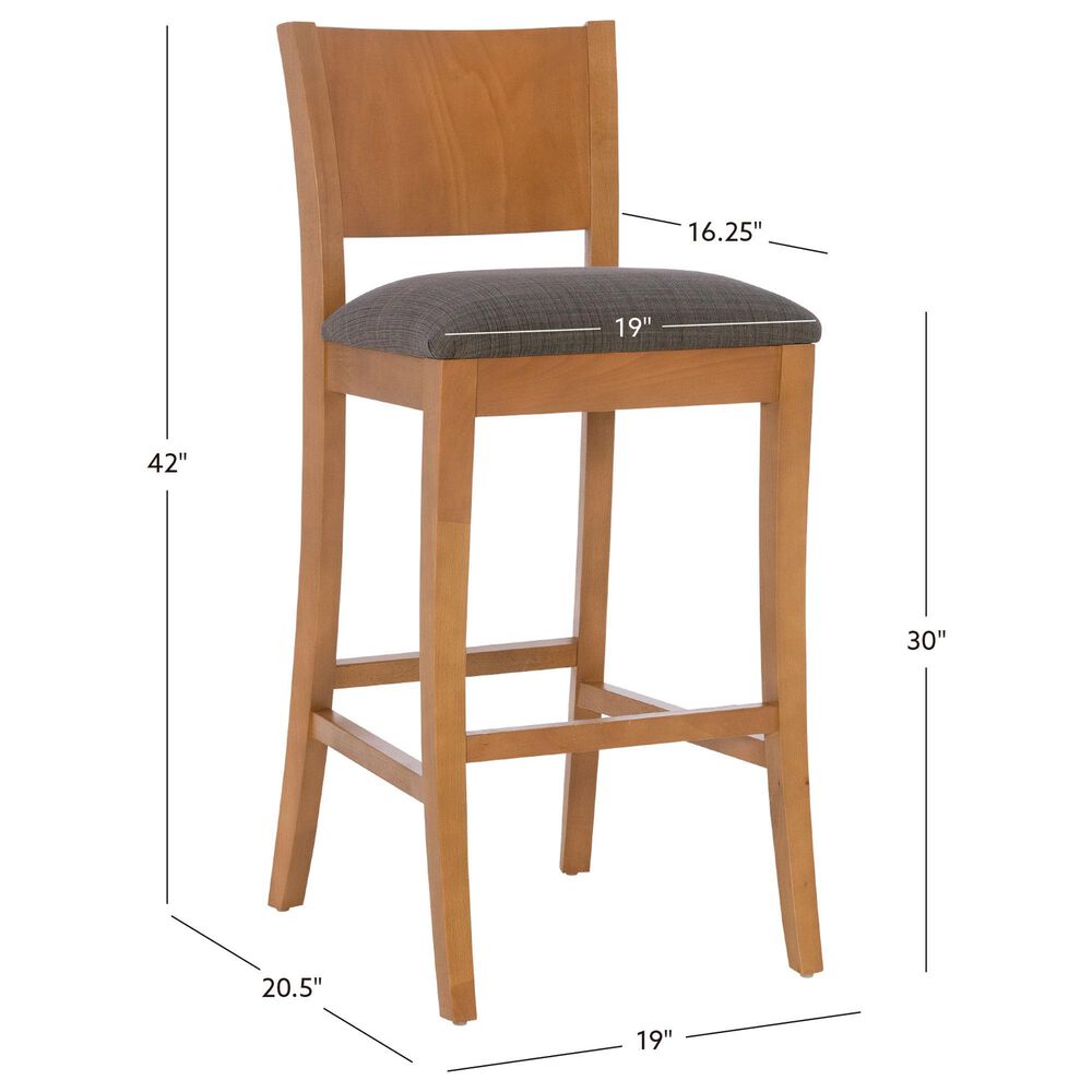 Linon Home Decor Talabis Bar Stool with Grey Cushion in Brown (Set of 2), , large