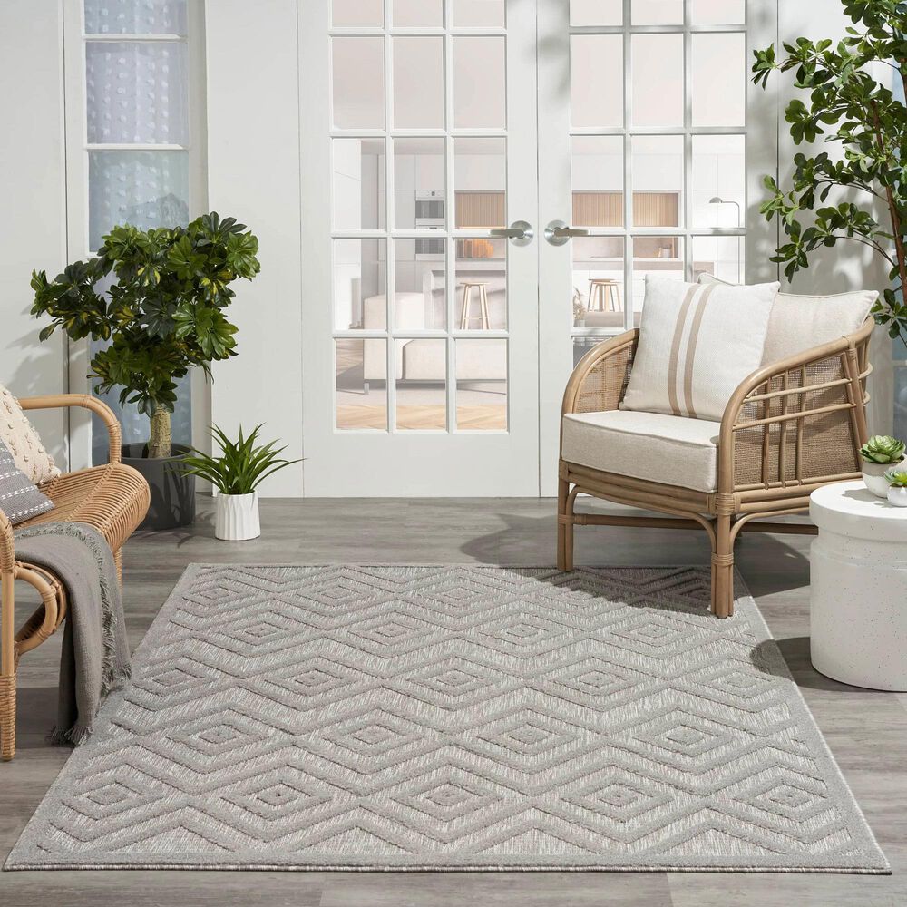 Nourison Versatile 6&#39; x 9&#39; Silver Grey Indoor/Outdoor Area Rug, , large