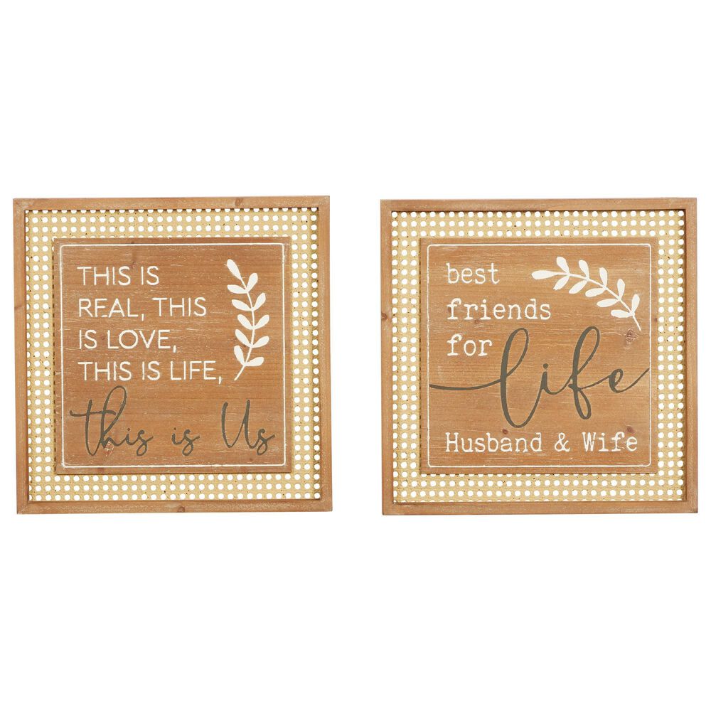 Farmhouse Wall Decor in Natural Brown, White and Black (Set of 2), , large