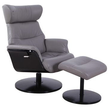 Tiddal Home Sennet Manual Recliner and Ottoman in Steel, , large