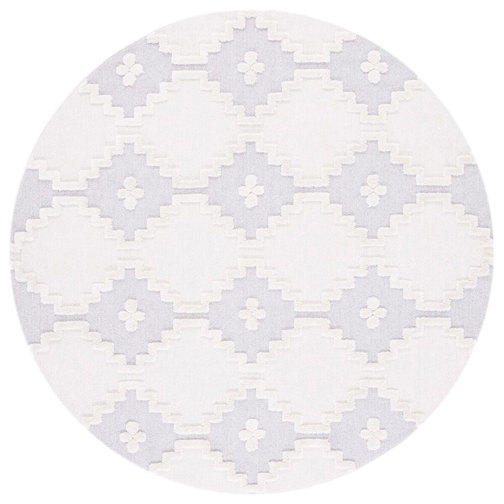 Safavieh Marrakesh MRK532B 6"7" Round Ivory and Grey Area Rug, , large