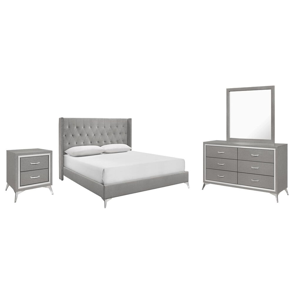 New Heritage Design Huxley 4-Piece King Bedroom Set in Gray, , large