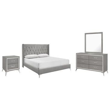 New Heritage Design Huxley 4-Piece King Bedroom Set in Gray, , large