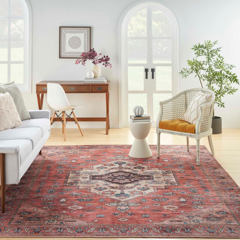 Nourison Grand Washables 5&#39;3&quot; x 7&#39;3&quot; Rust and Multicolor Area Rug, , large