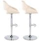 LumiSource Fabrico Swivel Adjustable Bar Stool with Cream Faux Leather Upholstery and Rounded T Footrest in Chrome (Set of 2), , large