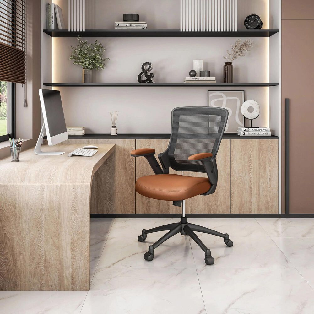 Rta Products Llc Mid-Back Mesh Task Office Chair with Height Adjustable Arms in Brown, , large