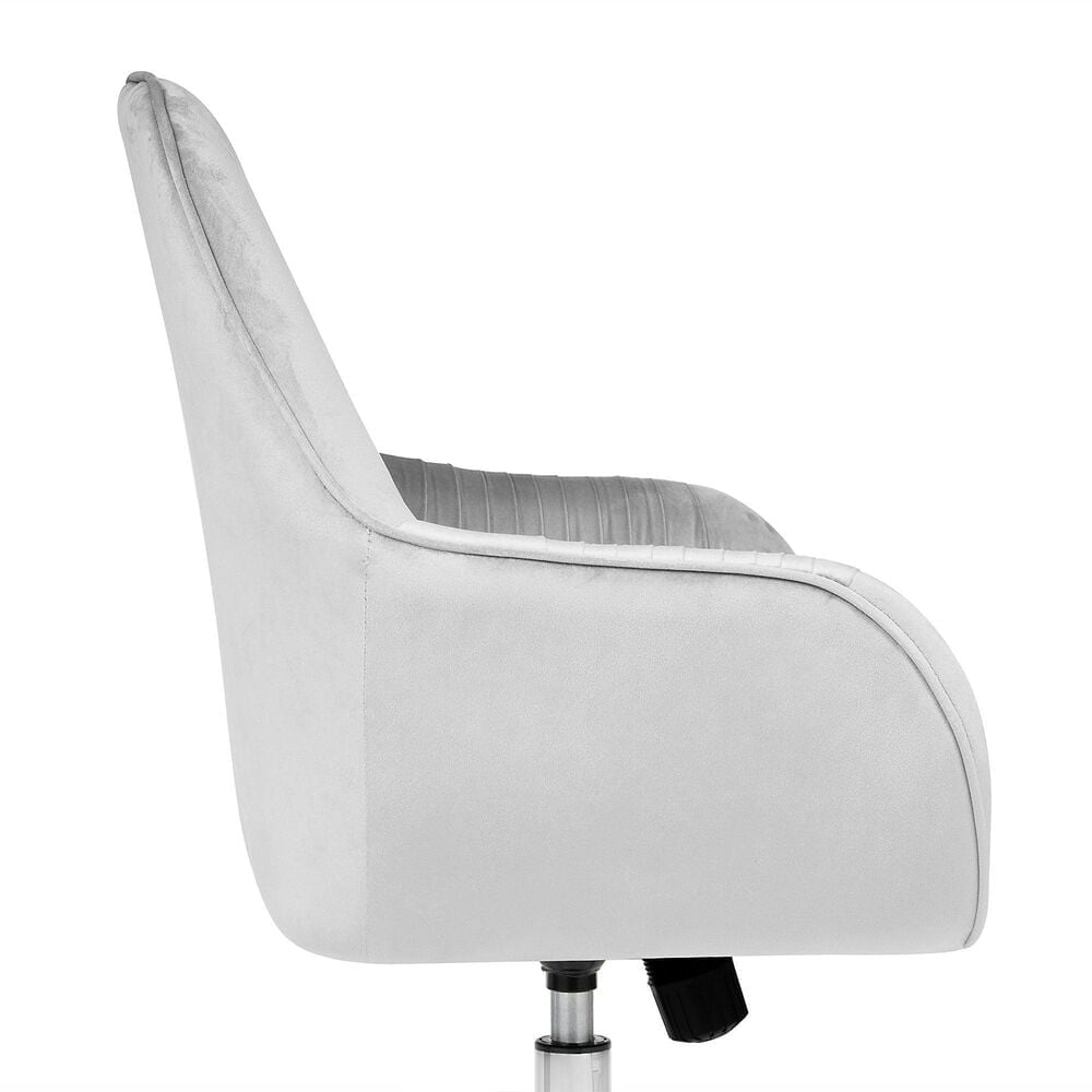Impressions Vanity Kelly Swivel Vanity Chair with Cool Grey Cushion in Matte Silver, , large
