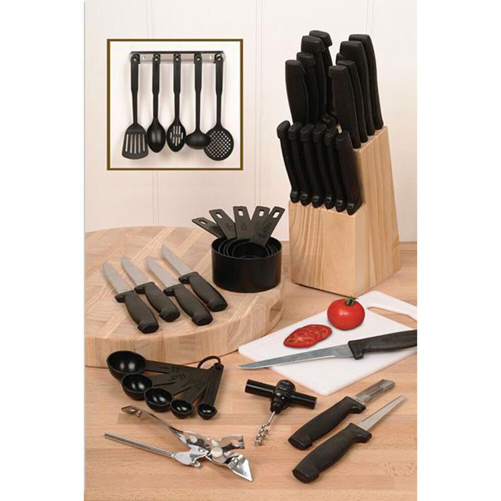 Gibson Home Cuisine Select Flare 41-Piece Cutlery Combo Set in Stainless Steel and Black, , large