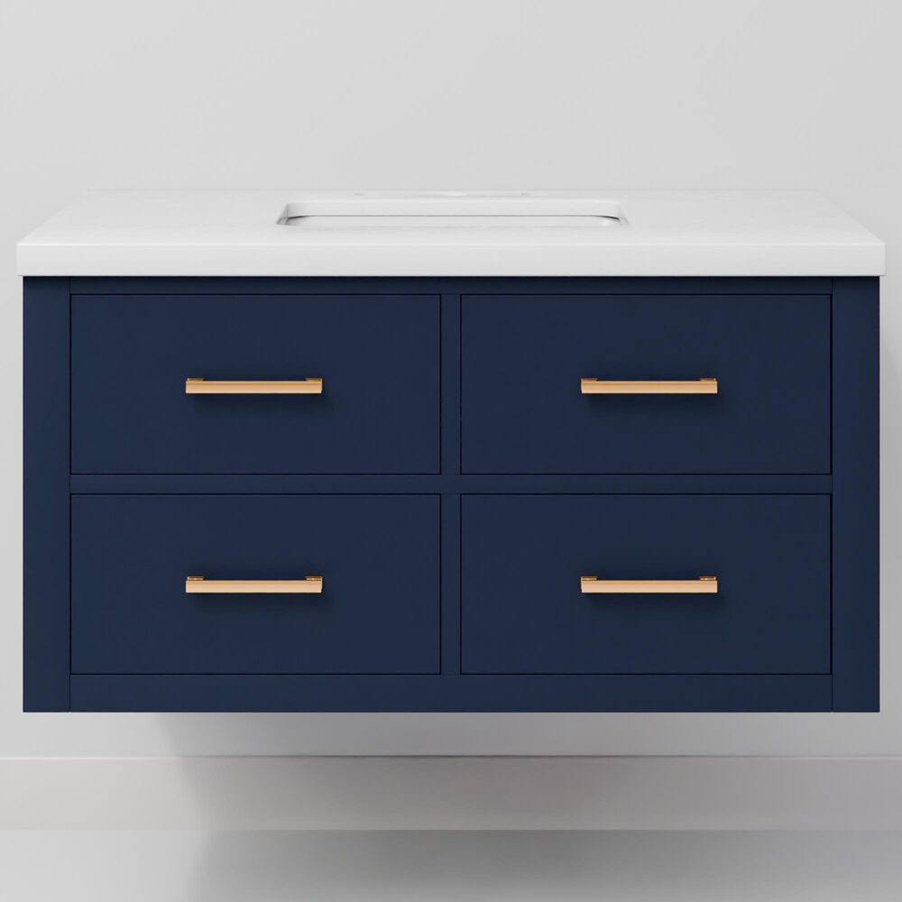 Lexora Home Castor 36" Single Bathroom Vanity in Blue with 2 cm White Quartz Top and Rectangular Sink, , large