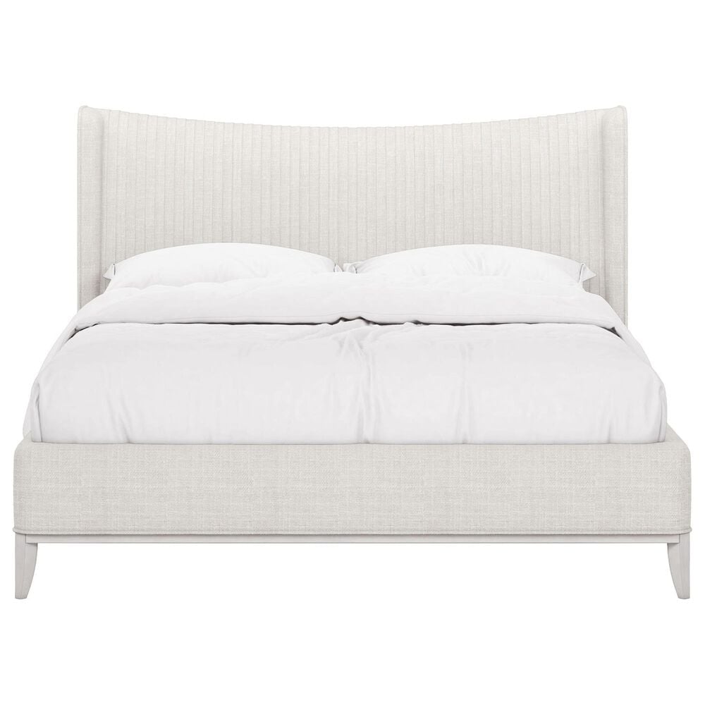Vantage Mezzanine Queen Upholstered Wingback Bed with 2 Nightstands in Dove Gray, , large