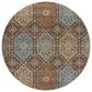 Dalyn Rug Company Silk Road Chocolate, Ivory, Gold, Copper, Gray, Taupe and Blue 8" Round Area Rug, , large