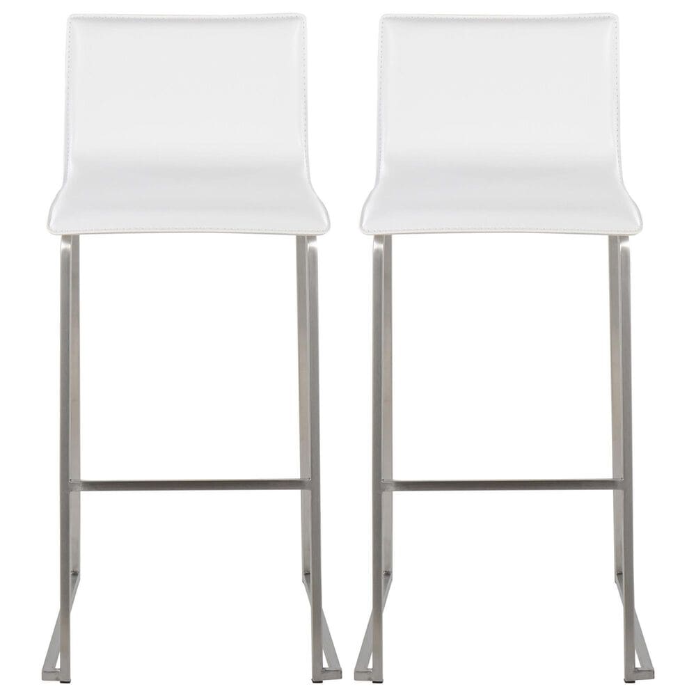 Lumisource Mara Barstool with White Cushion in Stainless Steel &#40;Set of 2&#41;, , large