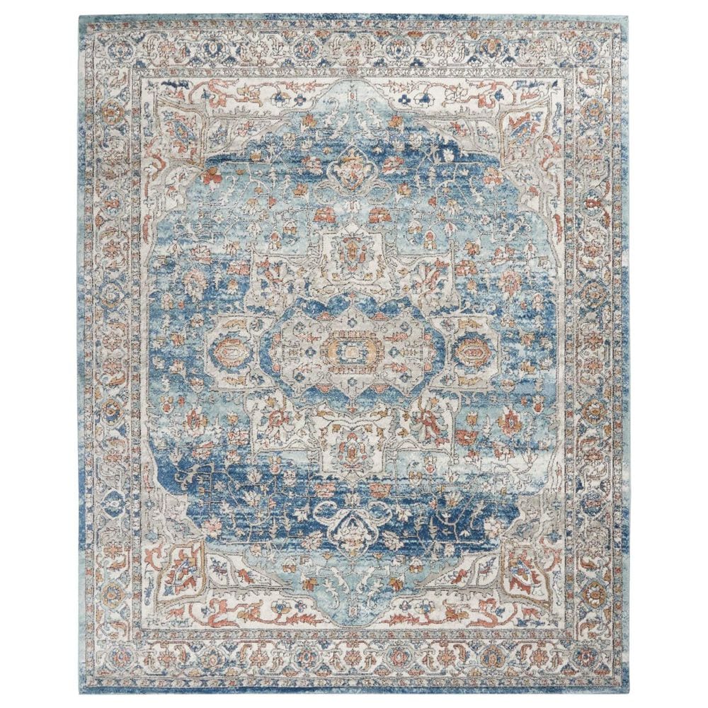 Nourison Quarry QUA11 7"10" x 9"10" Ivory and Blue Area Rug, , large