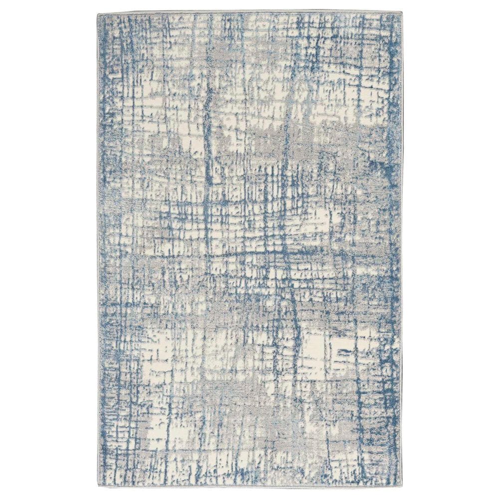 Nourison Rush 3"2" x 5" Ivory and Blue Area Rug, , large