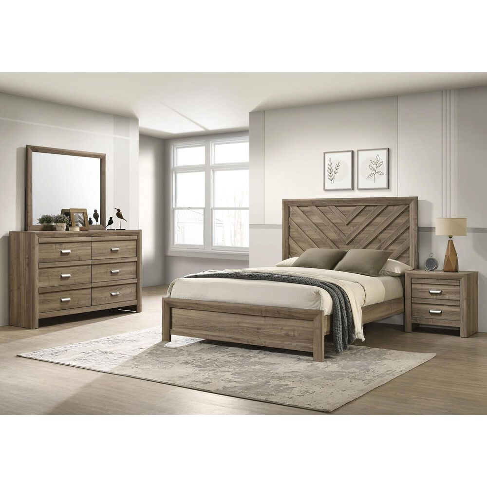 Crown Mark Valor 4-Piece Queen Bedroom Set in Light Brown, , large