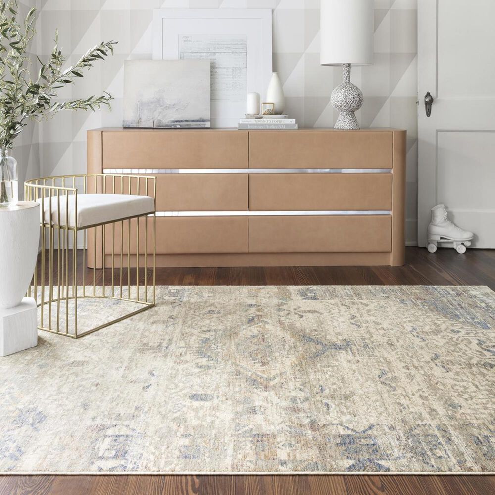 Loloi Revere REV-06 3&#39;9&quot; x 5&#39;9&quot; Ivory and Blue Area Rug, , large