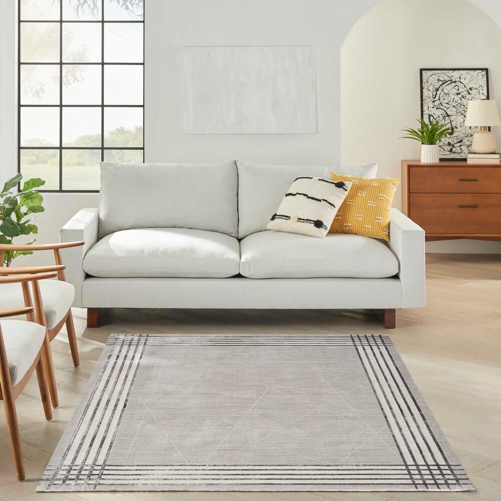 Nourison Desire 5&#39;3&quot; x 7&#39;3&quot; Grey, Silver and White Area Rug, , large