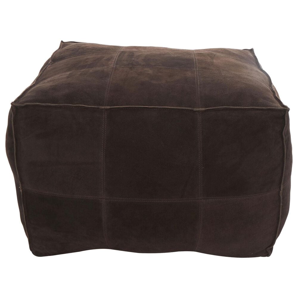 Maple and Jade 28" Low Profile Square Stuffed Pouf in Dark Brown, , large