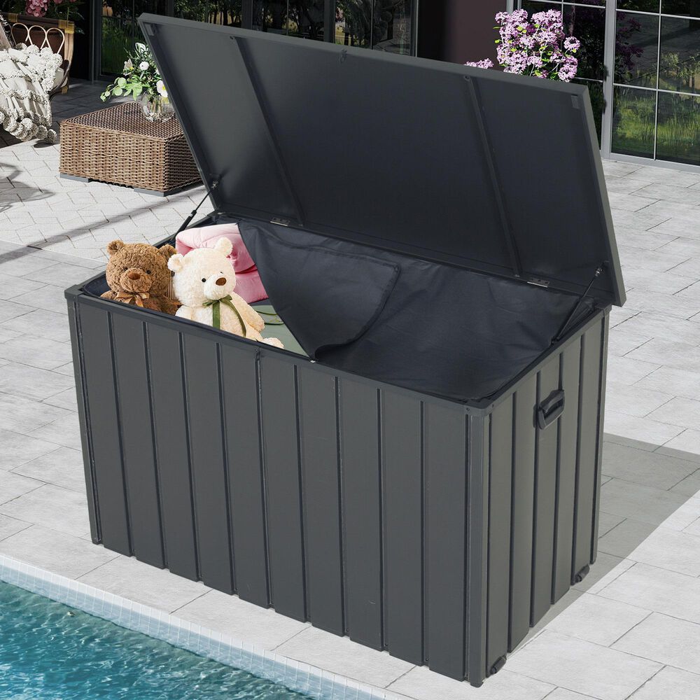 Hearth and Haven 200-Gallon Outdoor Storage Deck Box with Fabric Storage Bag in Dark Gray, , large