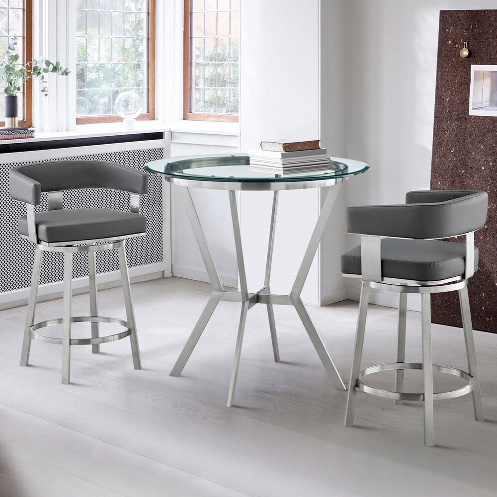 Blue River Naomi and Lorin 3-Piece Counter Height Dining Set in Stainless Steel, , large