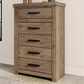 Ashley Oliandon 5-Drawer Chest in Natural Rustic, , large