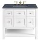 James Martin Vanities Breckenridge 36" Single Bathroom Vanity in Bright White with 3 cm Charcoal Soapstone Quartz Top and Rectangular Sink, , large