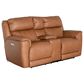 HomeStretch Tuscany Leather Power Reclining Console Loveseat in Butternut, , large