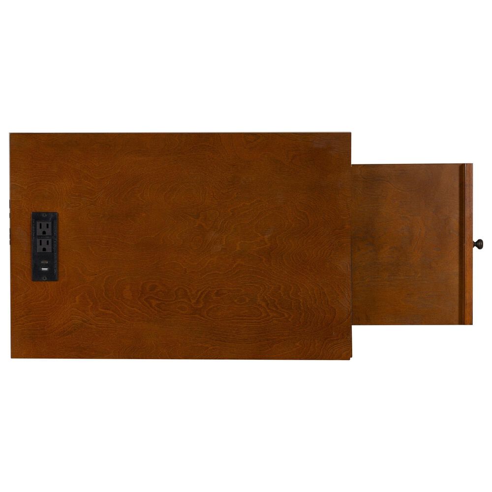 Linon Home Decor Birkdale Accent Table with USB Port in Hazelnut, , large