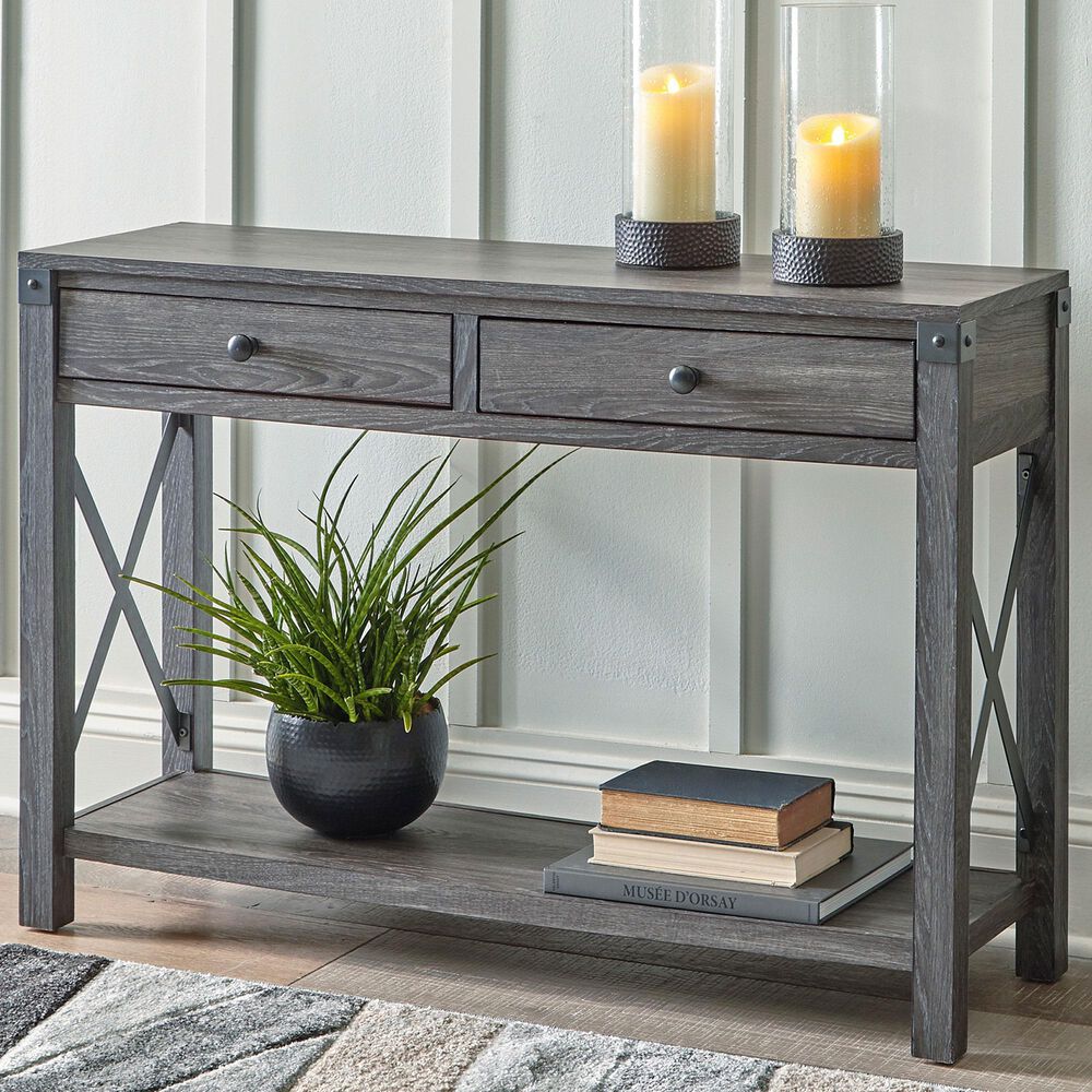 Ashley Freedan Console Sofa Table in Grayish Brown, , large