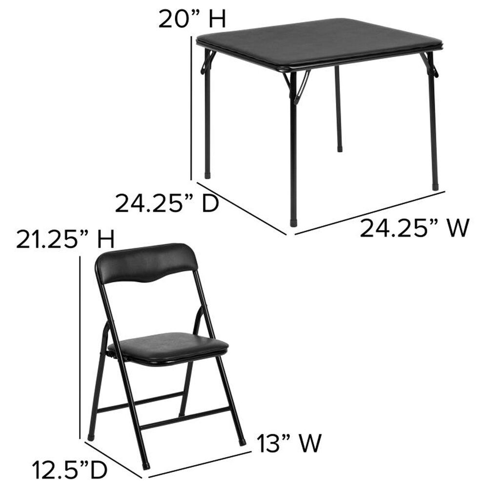Flash Furniture Mindy 3Piece Kids Folding Table and Chair Set in Black NFM